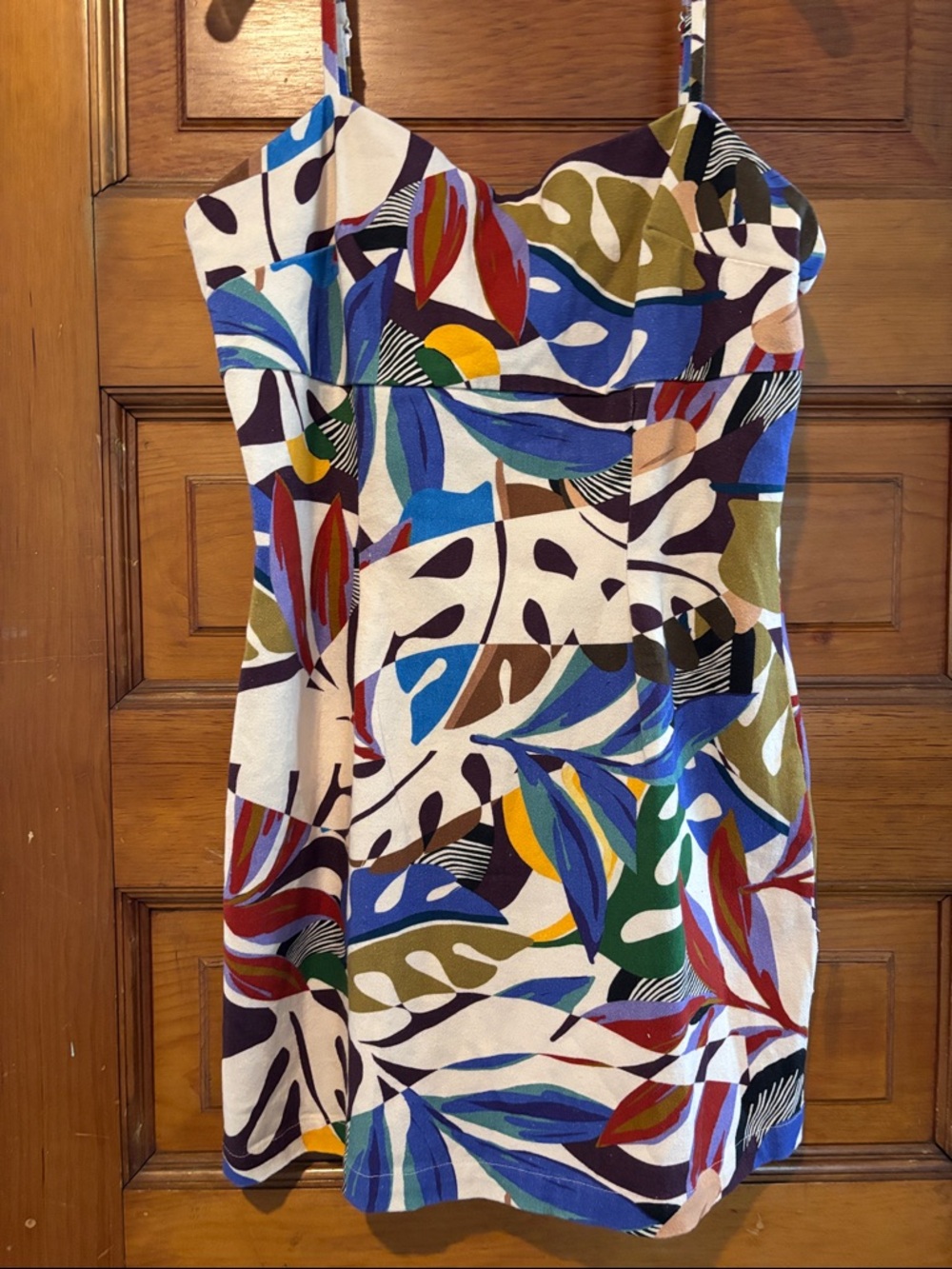 NWT Avec Les Filles Multicolor Abstract Print Mini Dress